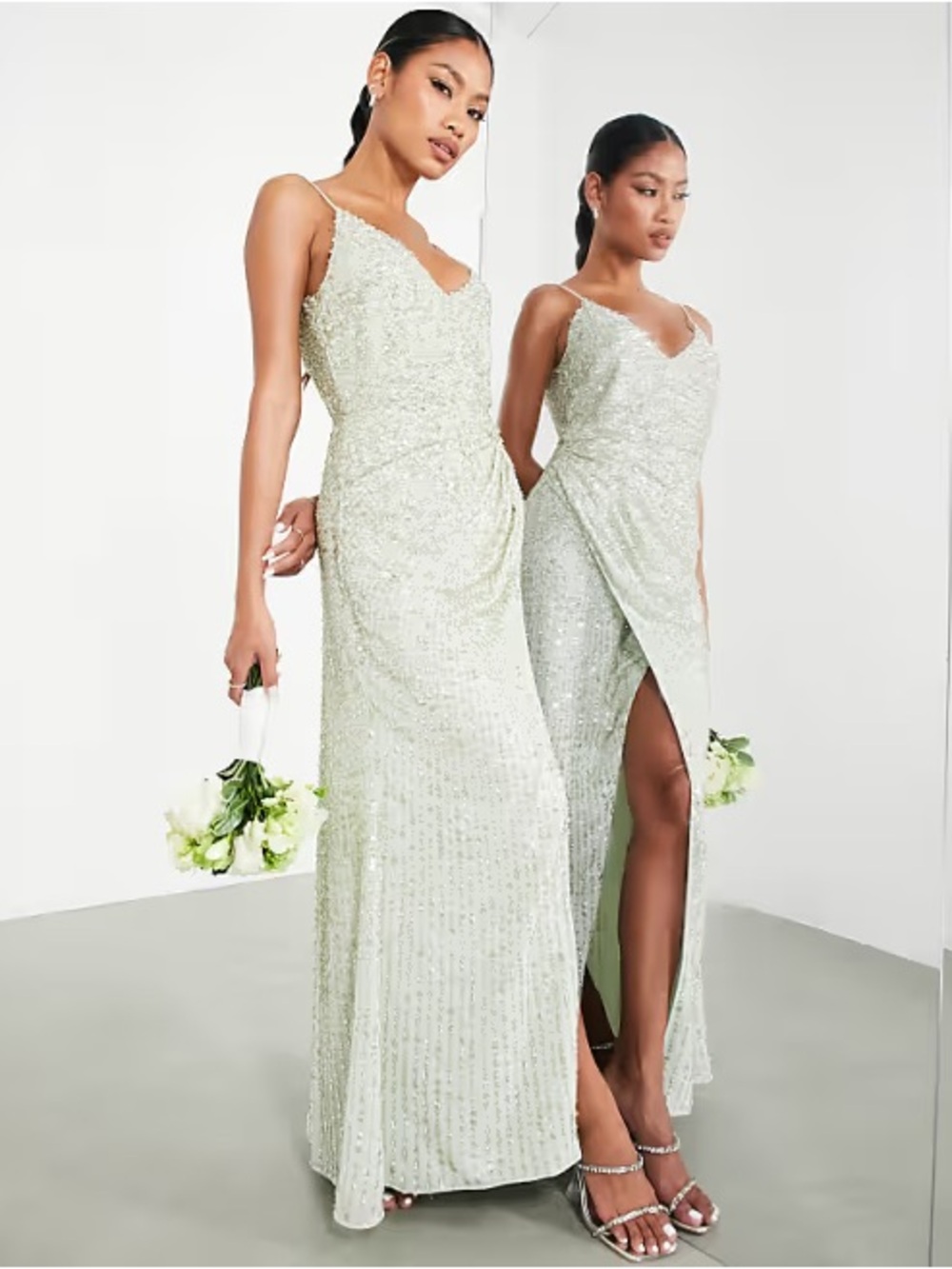 ASOS Curve Spaghetti Strap formal Dress in Pale Mint, size 18